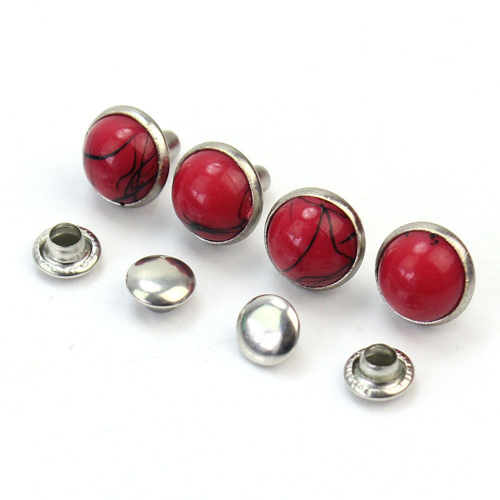 20Pcs Red Resin Stud Metal Punk Klinknagels Voor Schoenen Tassen Kleding Decor Diy Leathercraft Naaien Leveringen Diy Studs