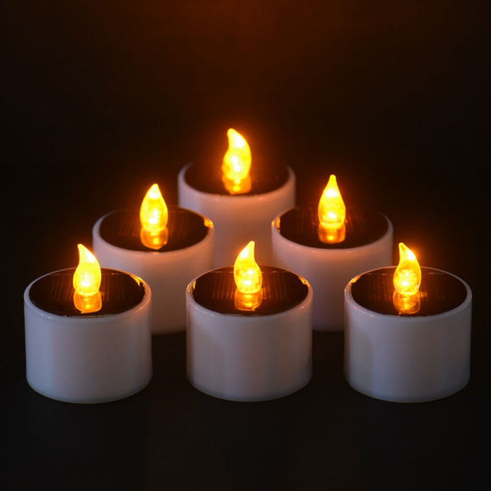 1pc 5.2*5.9cm zonne-led kaarslicht op zonne-energie, elektronische led kaars op batterij, bruiloftsdecoratie, romantisch warm wit theelichtje