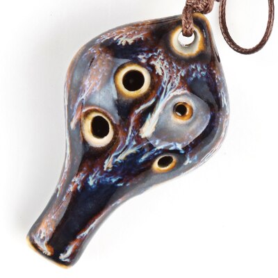 2 Colors Ocarina 6 Hole Kiln-Change Small Ocarina Alto C Tone Beginner Ocarina Tourist Souvenir Teaching Toys Ceramic Pendant: Blue2