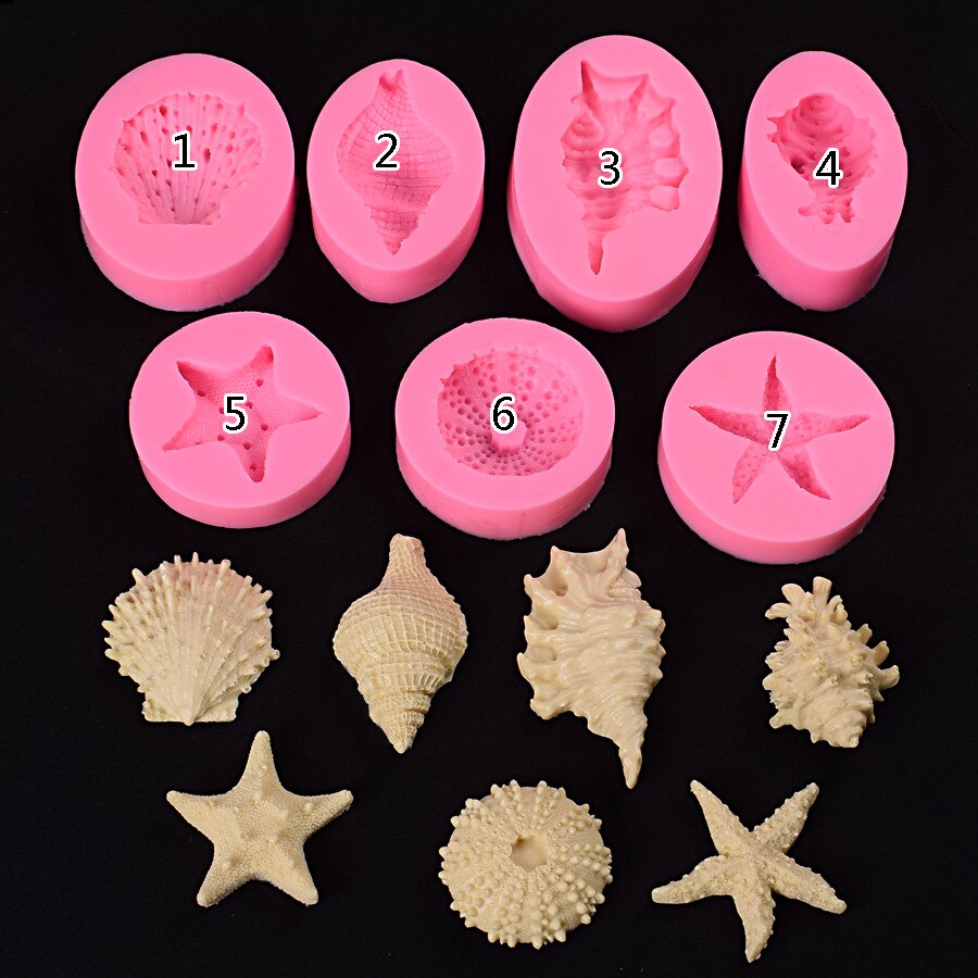 7 Styles DIY Sea Shell Cake Silicone Molds Fondant Cake Decorating Tools Chocolate Candy Soap Clay Moulds: 3