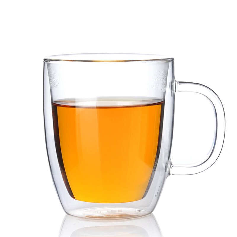 Amerikaanse stijl 350 ml/450 ml dubbelwandige glazen koffie mokken, borosilicaat hittebestendig glas melk cup