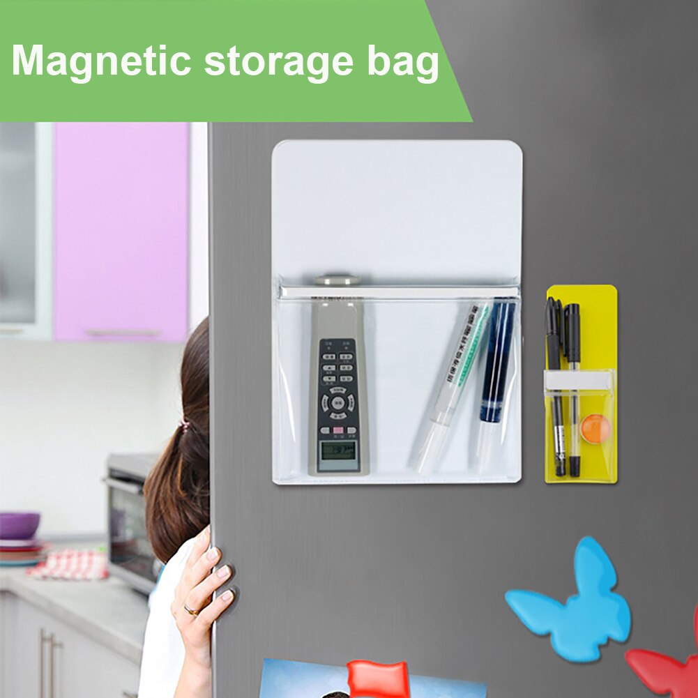 Porte-organiseur magnétique pour tableau blanc et réfrigérateur, pochette transparente de rangement pour outils et papeterie