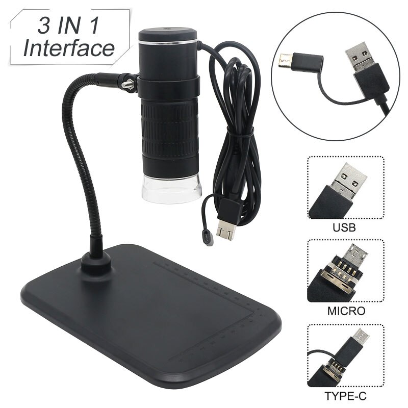 LED USB Digital Microscope 1000X WIFI Mobile Phone Microscope Support IOS Android PC Video Microscope for Skin Detection