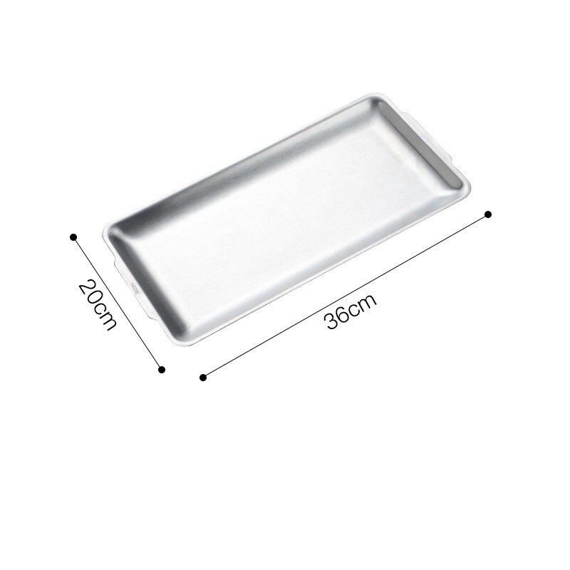 Stainless Steel Serving Dishes Grill Plates Restaurant Gold Serving Tray Rectangular Dessert Cake Snack Dishes Plate Cutlery: 36 x 20 silver