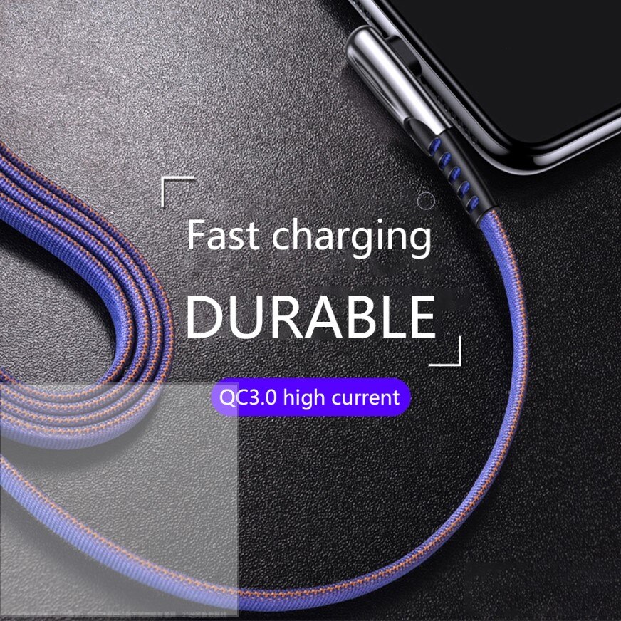 Gp Handelaar 90 ° Usb Type-C Kabel, Snel Opladen En Gegevensoverdracht, nylon-Koper-2 Meter-Blauwe Kleur