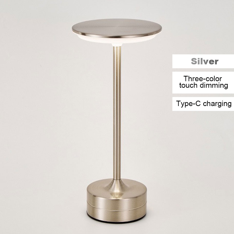 Drahtlose LED Tisch Lampe berühren Sensor Schreibtisch Nachtlicht USB Aufladbare Tragbare Schlafzimmer Nachtlicht Lesen Lampen Dekor Licht: Silber
