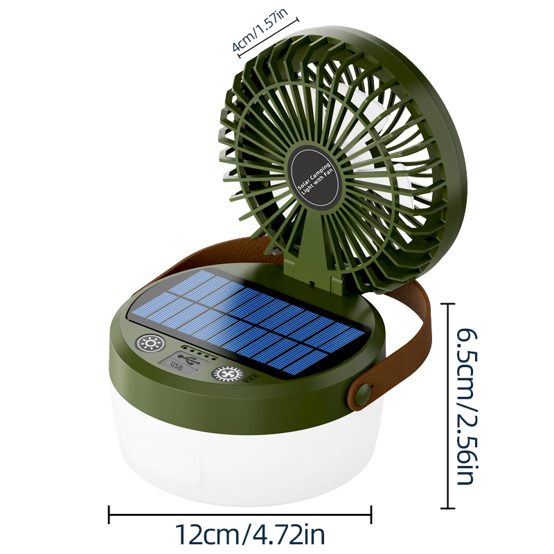 4 lichtmodi Outdoor zonne-ventilator Lantaarn Campingverlichting 2-in-1 met ophangen voor stroomuitval Noodoverleving Reisavontuur