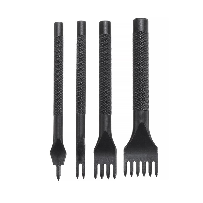 4Pcs/Set 1/2/4/6 Prong Leather Punch Chisel Steel Leather Hole Punches Drilling Stitching Craft Tools 3/4/5mm Tooth Spacing: 4mm