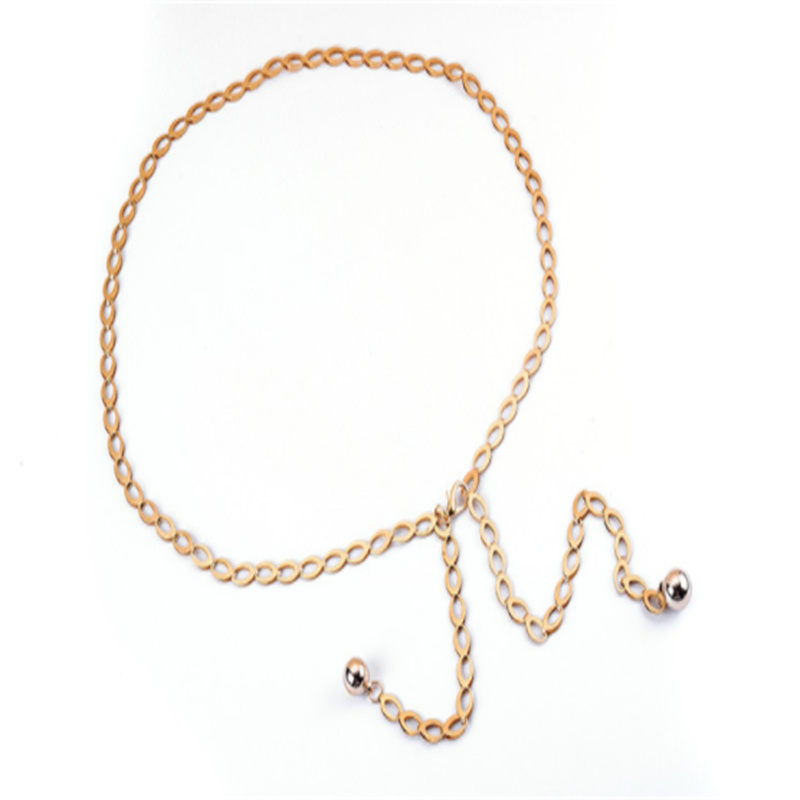 Cadena de cintura con colgante de bola de Metal para mujer, cinturón fino, faja larga de Color dorado y plateado, correa femenina para vestido, falda, pretina decorativa