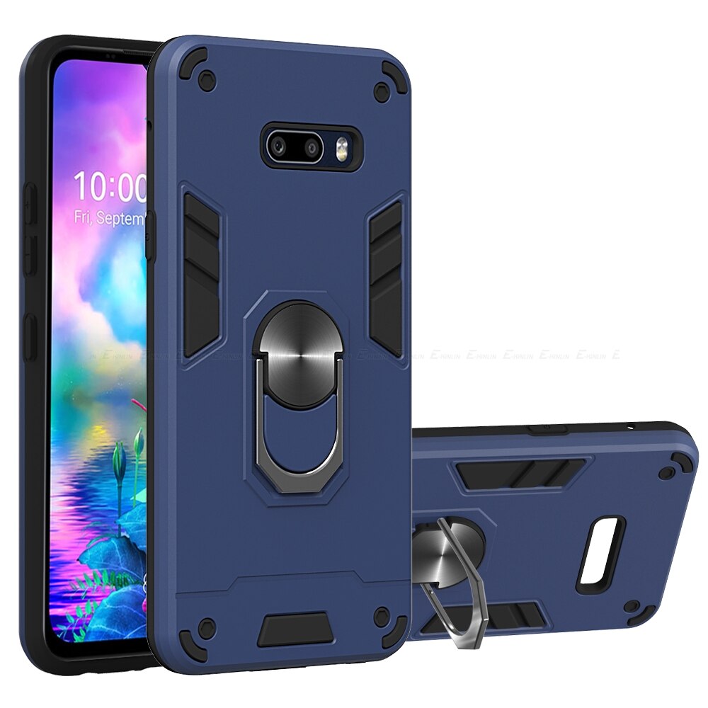 Stoßfest Rügestochen Magnetischer Halfter Stehen Telefon fallen Für LG G8X V60 V50S ThinQ 5G Zurück Abdeckung: Pro LG G8X ThinQ / königlich Blau