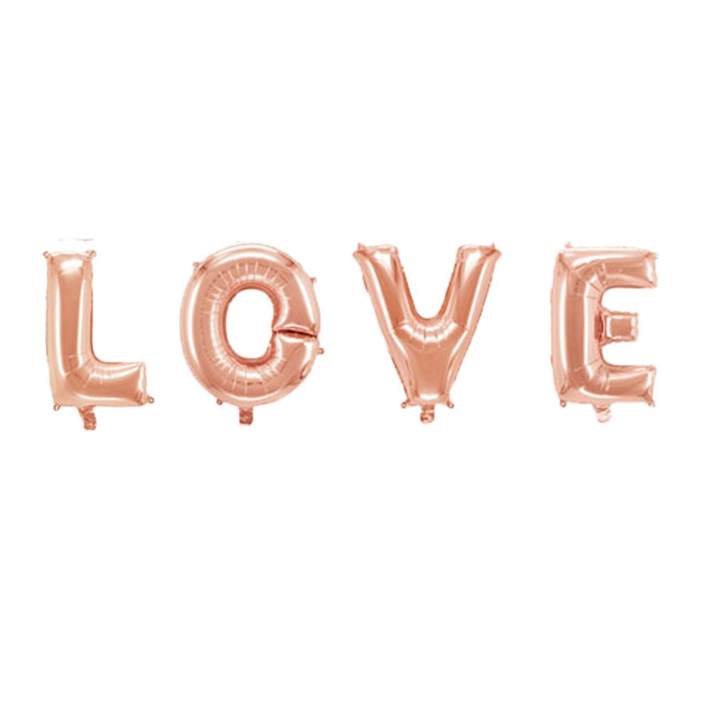 4 Stuks Brief Liefde Helium Aluminium Folie Ballonnen Verjaardagsfeestje Decoraties Kids Volwassen Bruiloft Verjaardag Valentijnsdag Ballon: Rose gold