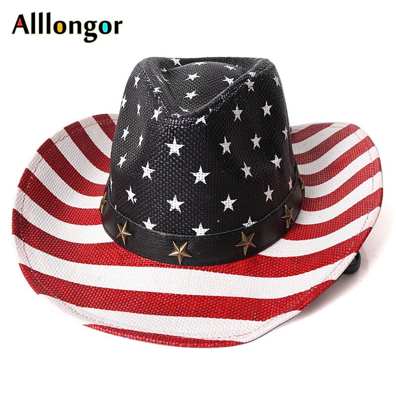 Zachodnie kowbojskie kapelusze męskie modne w paski letnie kobiety niedz kapelusz Vaquero sombrero hombre kapelusz kowbojski kraj Chapeau Homme Panama
