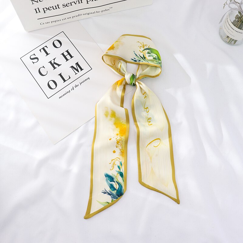 100Cm * 7Cm Zomer Lange Mode Vrouwelijke Kleine Sjaal Sjaals Vrouwelijke Bloemen Haar Lint Haarband Vrouwen Skinny Sjaal vrouwen: 9