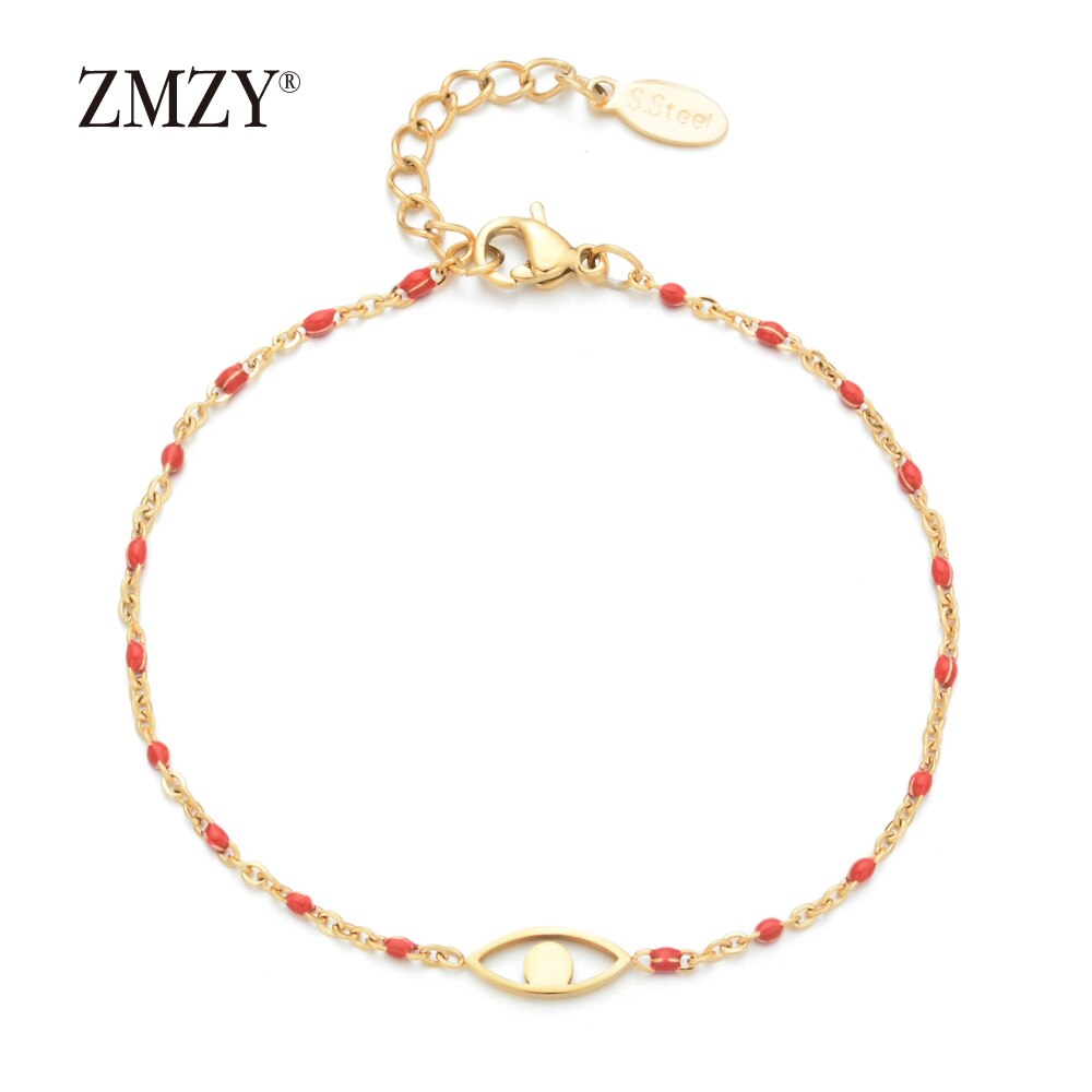 ZMZY Bohemian Trendy Turkse Evil Eye Armband Rvs Gouden Ketting Armband Verstelbare Vrouwelijke Bruiloft Sieraden: red