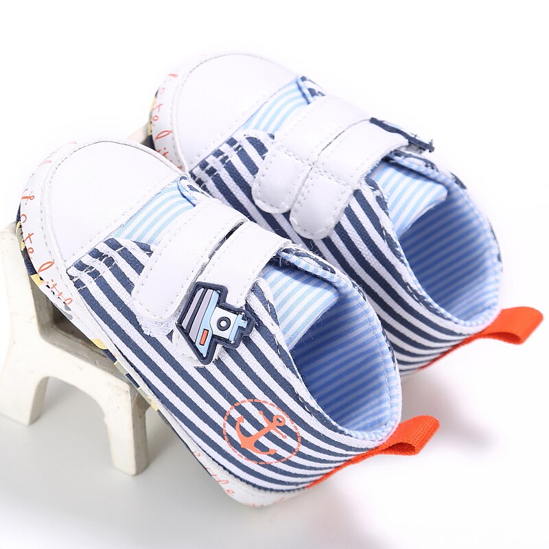 Babyschoenen babyjongens schoenen eerste loopschoenen cartoon gestreept peuter baby's bebé schoenen 11cm 12cm 13cm 0-18 maanden