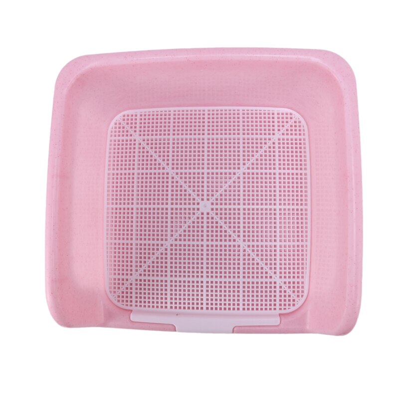 Bandeja con rejilla para inodoro portátil para perros y gatos con columna, cuenco para orinal, inodoro de entrenamiento para orinar, producto para mascotas fácil de limpiar (rosa)
