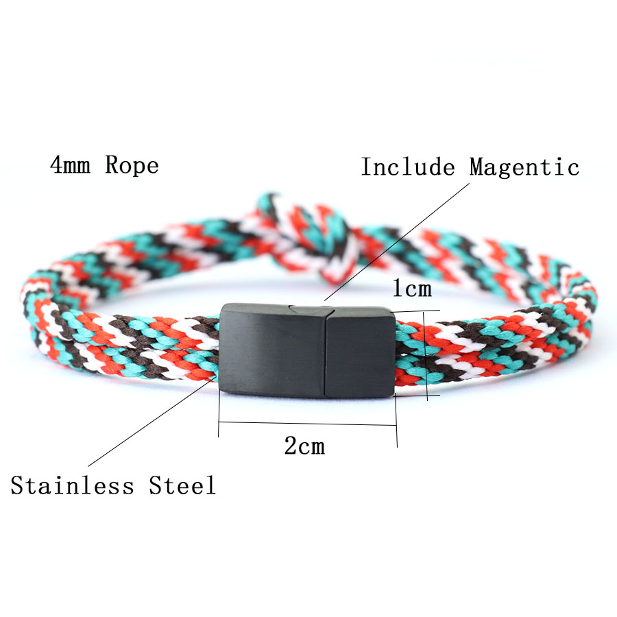 Noter Stylish Knot Bracelet For Men Stainless Steel Detachable Magnet Buckle Beach Nautical Vibe Braslet Pulsera Cuerda Bohemia