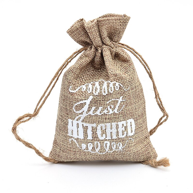 Petit sac de petites friandises de mariage en toile de jute en Jute, avec cordon, pour bonbons, bijoux, café, décor de noël,: Clair