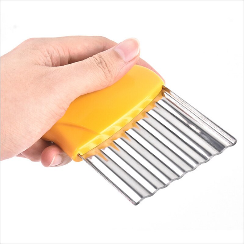 Portable Wavy French Fries Cutter Stainless Steel Wavy Onion Potato Slice Crinkle French Fries Salad Corrugate Cutting Knife