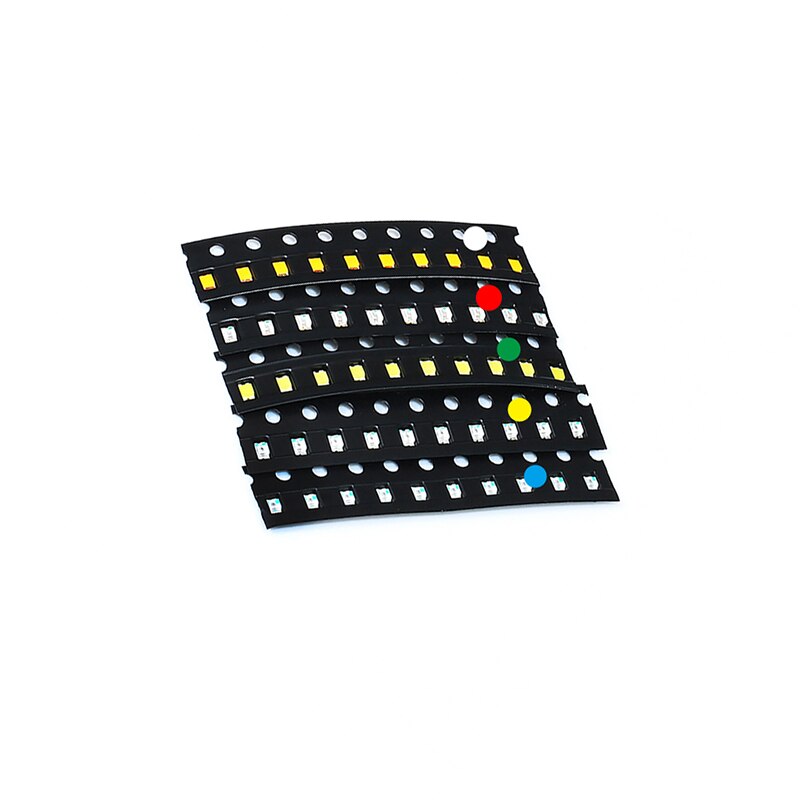 100Pcs/Lote 5 Kleuren 0402 Smd Diy Kit Ultra Led Rood Geel Groen Wit Blauw Licht Emitterende Diode water Clear Led Light Diode Set