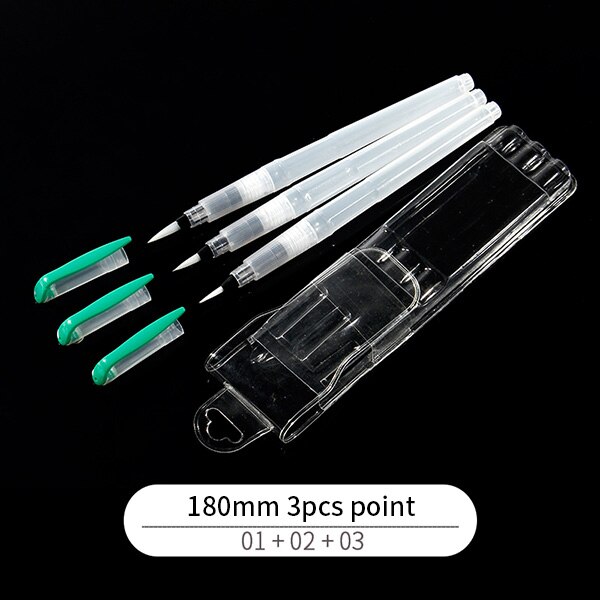Bgln 3/6Pcs Paint Brush Set Large Capacity Water Brush Soft Flat/Point Watercolor Painting Brush For Drawing Art Suppies: 180mm 3pcs point