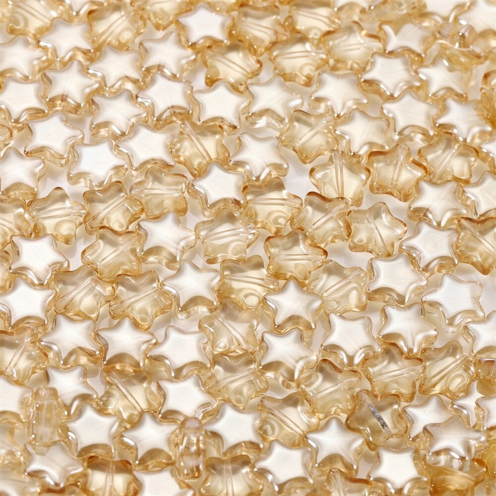 20-50pcs 6.4/9.6mm Transparent Star Heart Shape Glass Beads Colorful Loose Spacer Bead For Jewelry Makeing DIY Handmade Bracelet: MULTI / other