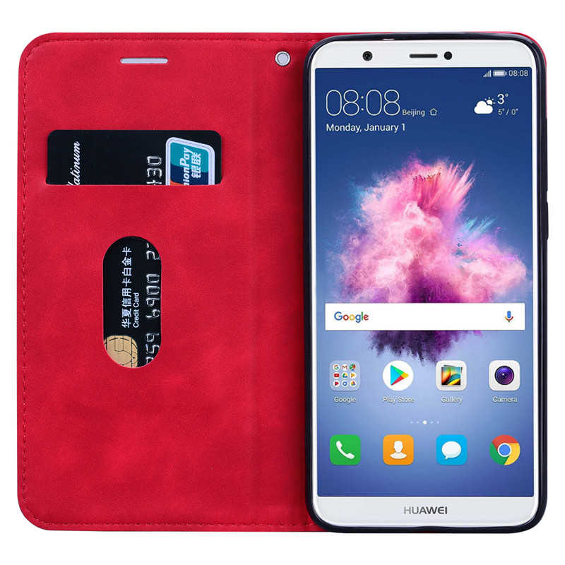 Pour Huawei P Smart FIG-LX1 étui portefeuille en cuir magnétique, étui de téléphone à rabat de carte pour Huawei P Smart Psmart Coque de protection