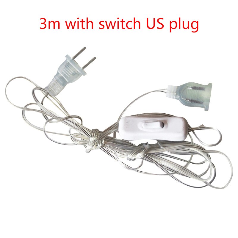 Cable extensor de 3/5M, enchufe UE/EE. UU. para Navidad, iluminación para de boda, cadena de luces LED para vacaciones, cable de extensión de luz para cortina: changeable