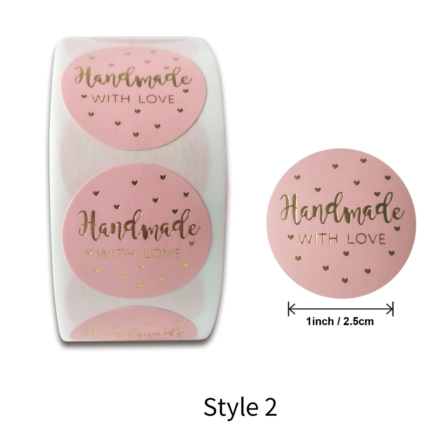 500 pièces mignon rose merci pour votre commande autocollant coeur fait main autocollant sac bricolage décoration étiquettes: style2