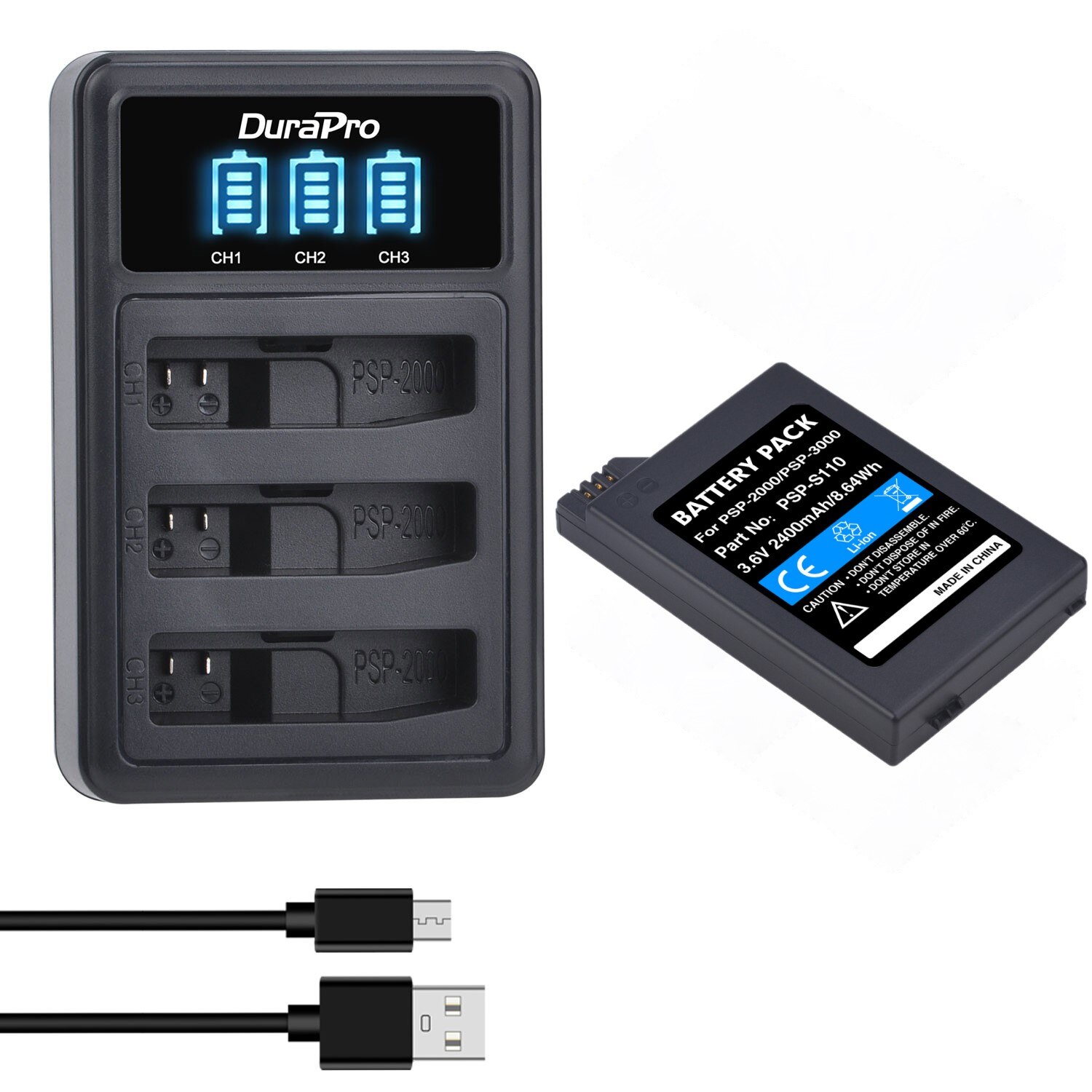 2400mAh PSP-2000 PSP-S110 bateria robić Sony PSP 2000, PSP 3000, PSP S110 kontroler: 1bateria 1ładowarka