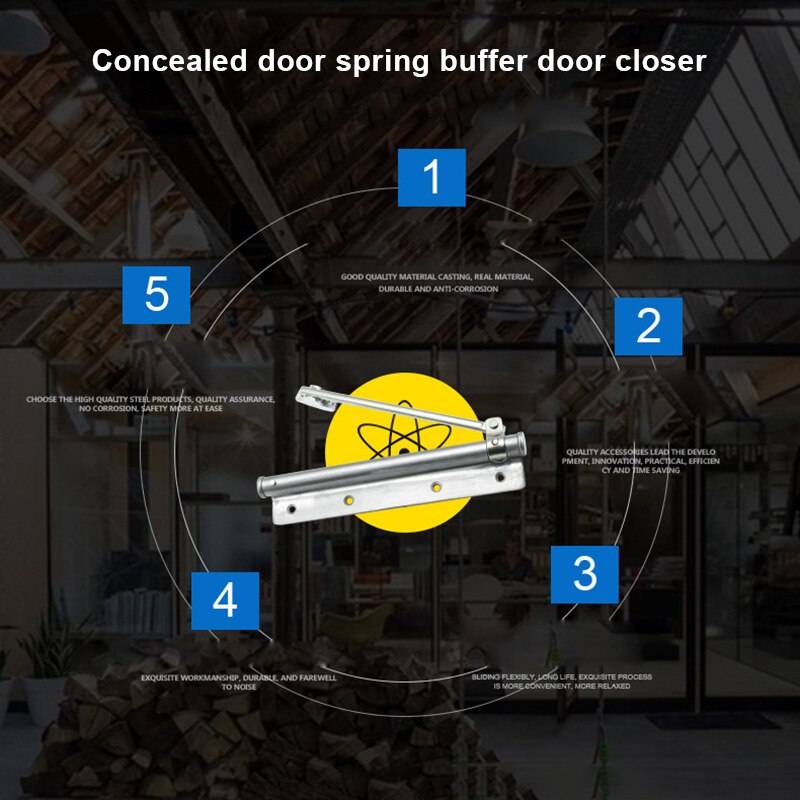 Automatic Door Closer Stainless Steel Spring Buffer Durable For Home Office Store NE