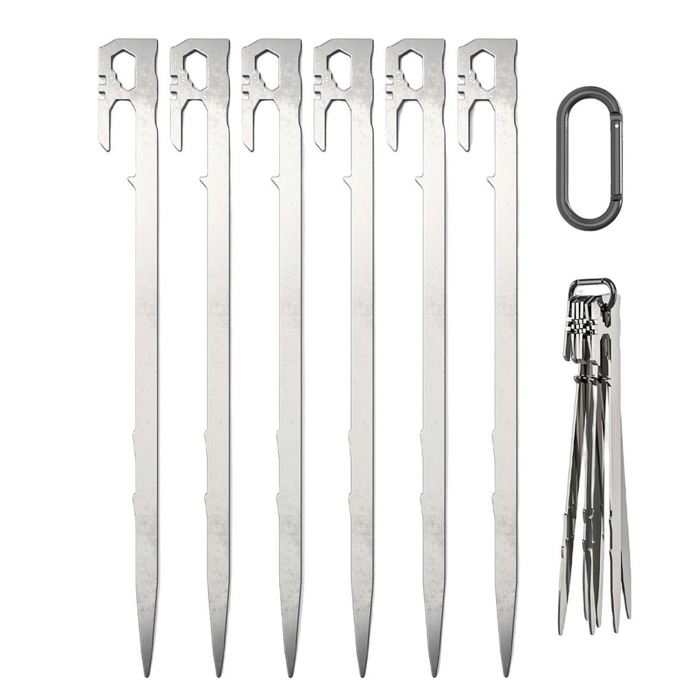 Camping Tent Stakes 6 Stuks Luifel Haringen 28 Cm Rvs Tuin Grond Nagel Strand Luifels Hangmat Trampoline accessoires: Default Title