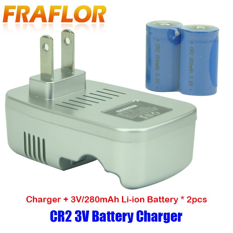 3V CR2 Battery 2 Pcs 3V Li-ion Rechargeable Battery + 1 Pcs CR2 Battery Charger For Rangefinder Mini Telescope Camera Batteries
