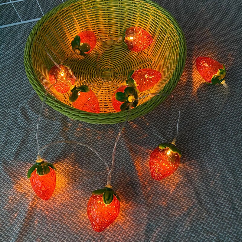 Guirlande lumineuse à 10led, 1.5M, Fruit fraise, noël, féerique, jardin, mariage, , décoration de maison,
