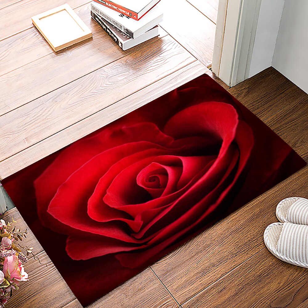 Rose rouge fleur amour amour Romance Texture bon coeur fleur coeur rouge beau paillasson extérieur intérieur salle de bain tapis