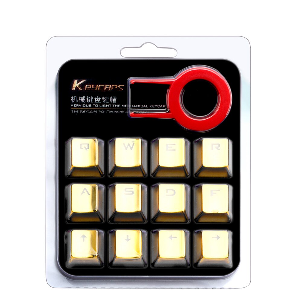 Redragon 12 Key Double Shot Injection Backlit Electroplated mechanical keyboard keycaps For Cherry MX style Including key-puller: Gold
