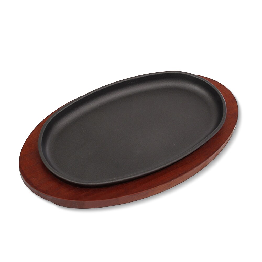 Plaque de cuisson ovale japonaise antiadhésive, plaque à pain et gâteau, four noir, support de casseroles à faire soi-même, en fer, remuer, support en bois