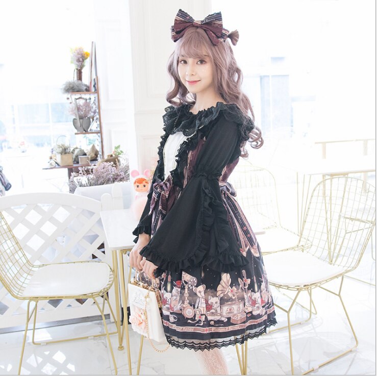Steampunk vintage langærmet lolita kjole japansk op lolita kjole kvinder sommer jsk lolita kjole til kvinder plus str.
