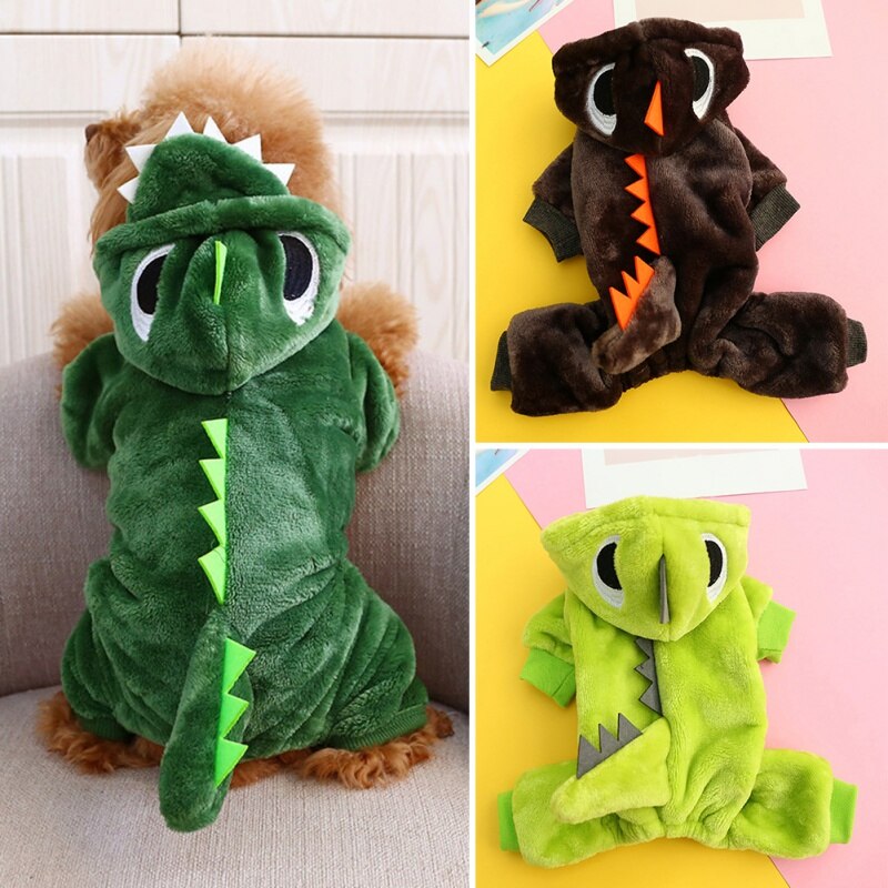 Hiver doux chien vêtements dinosaure combinaisons polaire chien sweats à capuche manteau veste pyjamas vêtements pour chiens tenue animaux vêtements