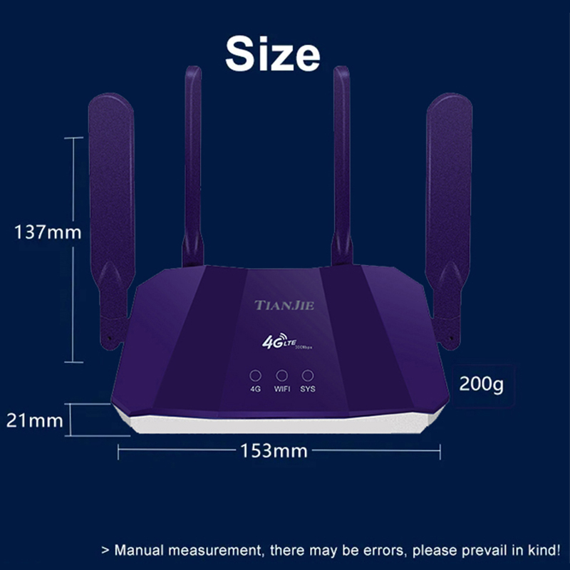 TIANJIE 4G router do kart SIM bezprzewodowy modem WIFI LTE punkt dostępu CPE 4 antena Hotspot globalny adapter sieciowy do kamery IP