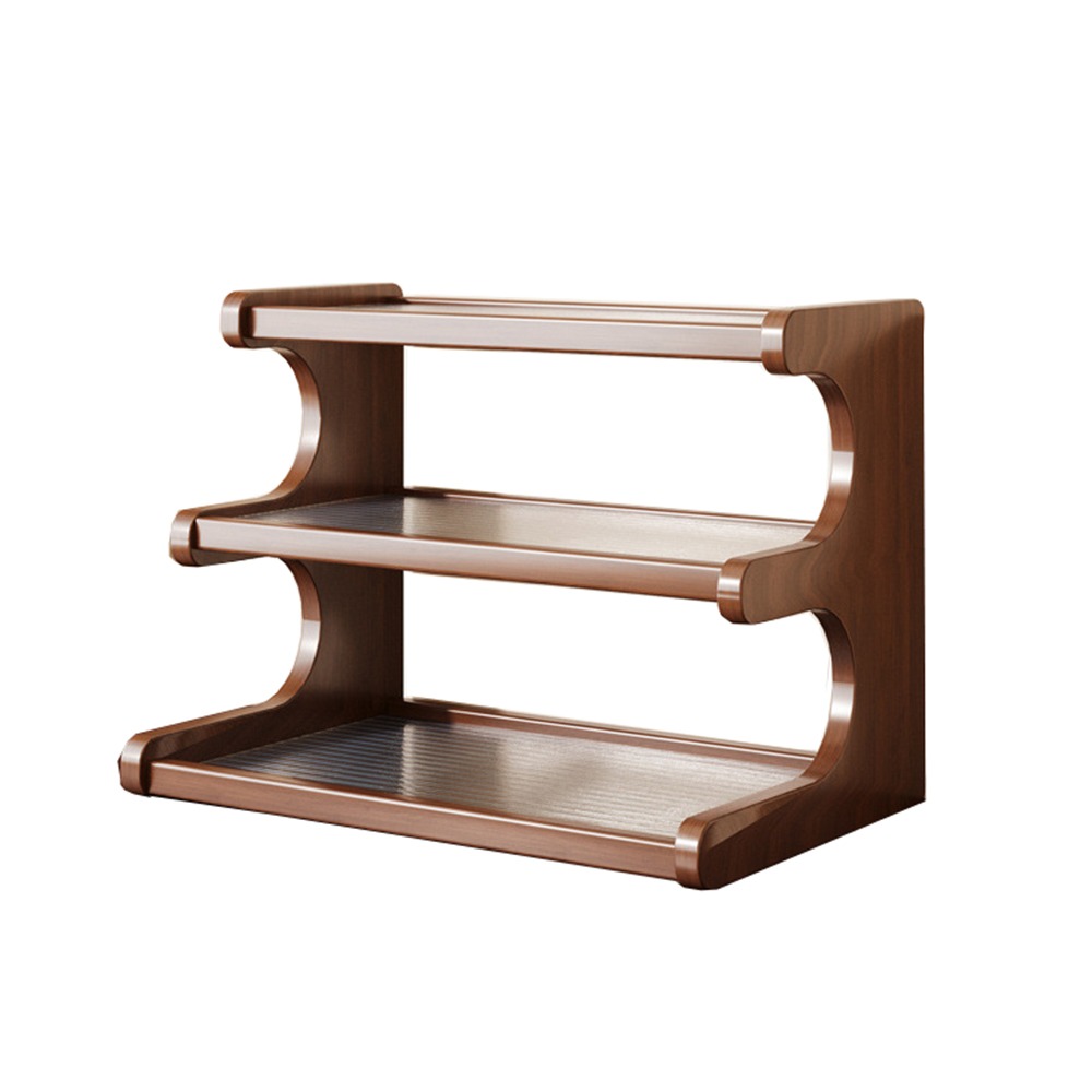 2/3 Tiers Desktop Storage Rack Space-saving Easy-to-assemble Wood Tabletop Stand Compact Multi-functional Desk Bookshelf: GRAY