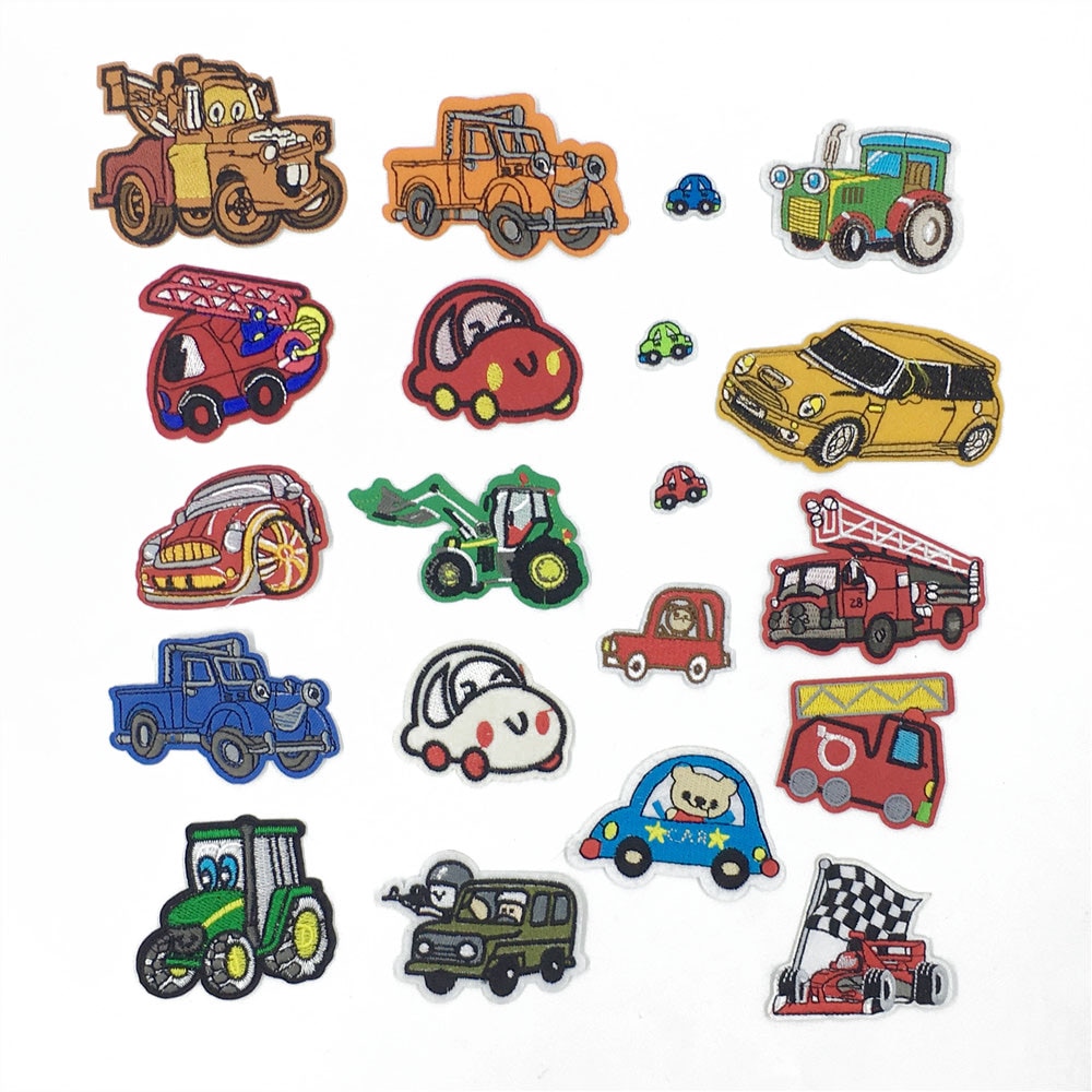Fashion Cartoon Car łatka naszywka najnowsza termoprzylepna łatka haft szycie ubrań DIY odzież prasowanie akcesoria do aplikacji