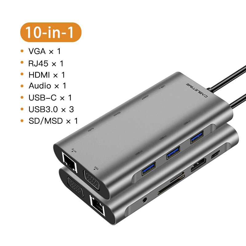 Cabletime Usb C Hub Type C Naar Hdmi Sd Hub USB3.0 Lan Netwerk Hdmi Adapter 6 In 1 Voor Macbook air Pro Huawei Matebook C041: 10in1