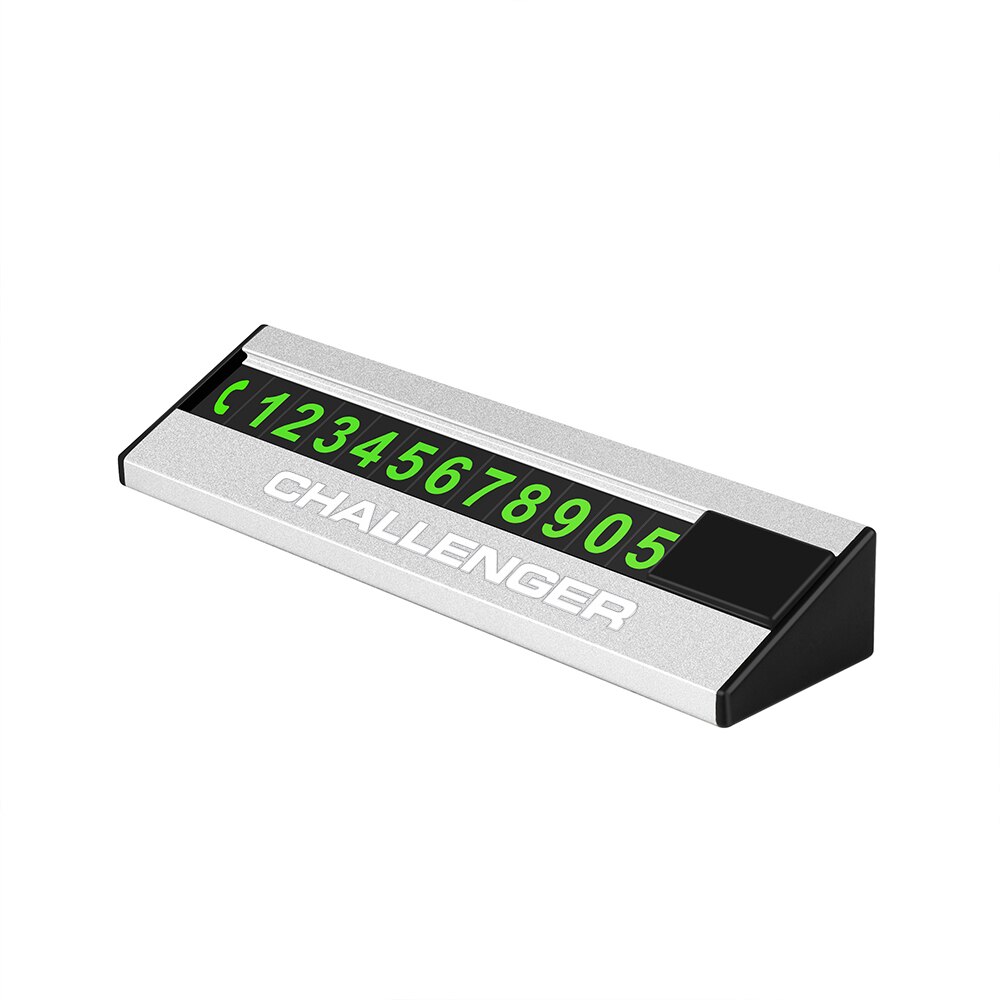 Auto Parkeerkaart Telefoon Nummerplaat Auto Mobiele Telefoon Nummer Card Auto Sticker Voor Dodge Challenger: 1pcs silver