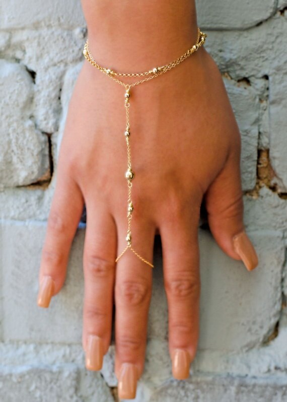 Gouden Hand Chain, Hand Sieraden, Slave Armband, Boho Vinger Armband, Ring Ketting Hechten Armband, vriendschap Armband: Gold --00112