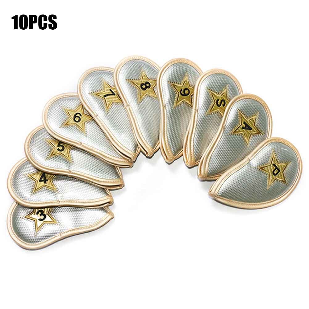 10pcs/set Soft For Club Training Aids Waterproof Durable Protective Case Golf Iron Head Covers PU Leather Portable