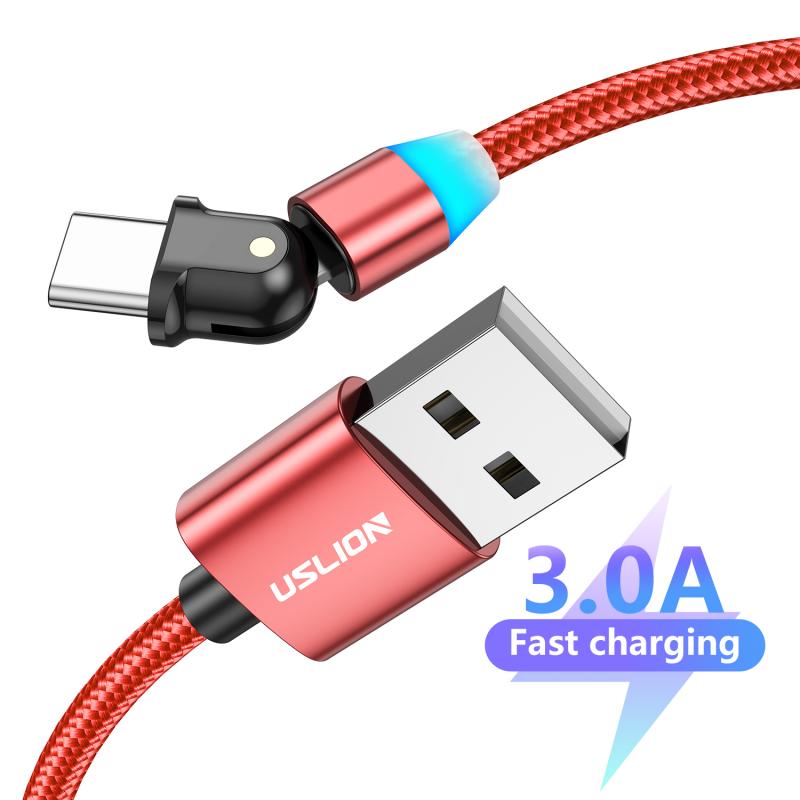 90° Elbow Support QC3.0 Fast Charging Soft Light With Lights Type-C Data Cable For Mobile Phones And Tablets: red / 1m
