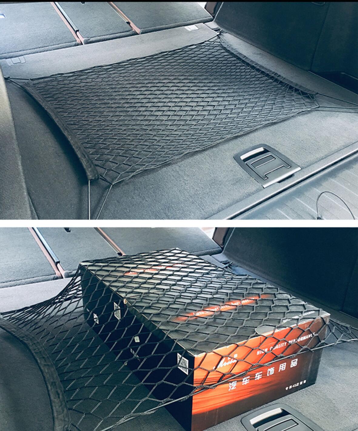 Bil bagagerum net 70 x 70 cm elastisk stærk nylon bagage opbevaring organisator netnet med kroge