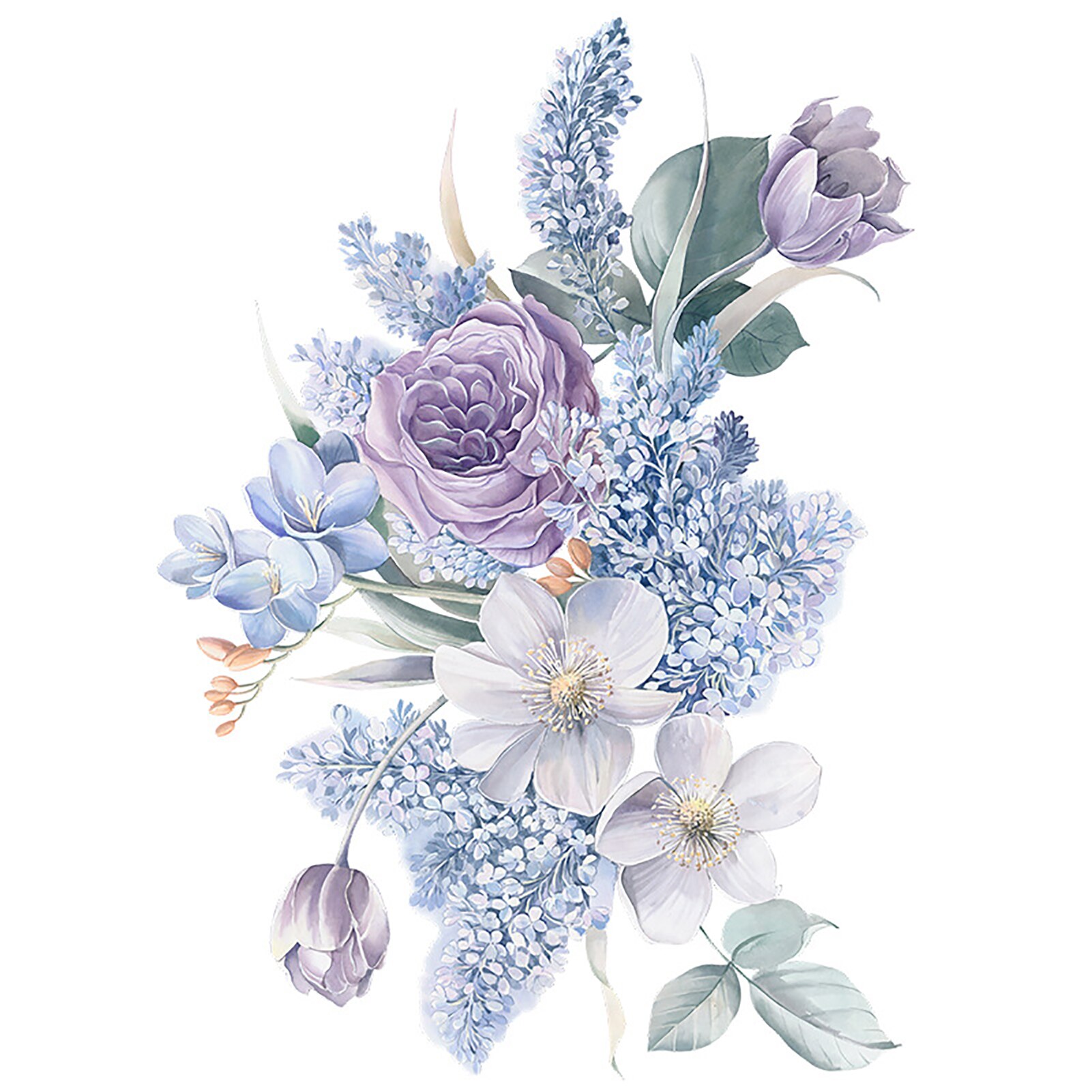 FX-D84 Purple Flower Print Waterproof Window Glass Decal Interior Wall Background Sticker for Living Room