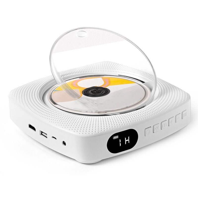 Tragbare CD-Player Wand Montierbar DVD Player FM Radio mit Bluetooth und Fernbedienung Gebaut-in HiFi Lautsprecher (EU Stecker)